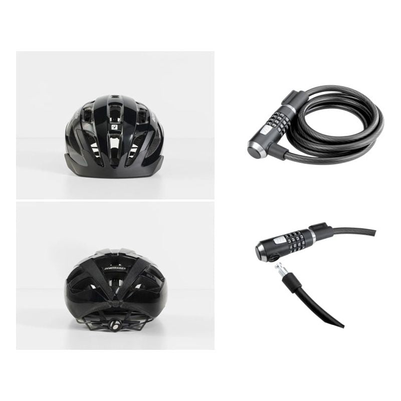Bontrager Helmet White and Kryptonite 1018 Combo Cable Lock
