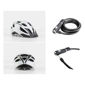 Bontrager Helmet White and Kryptonite 1018 Combo Cable Lock