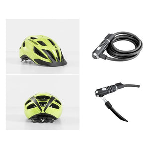 Bontrager Helmet Yellow and Kryptonite 1018 Combo Cable Lock